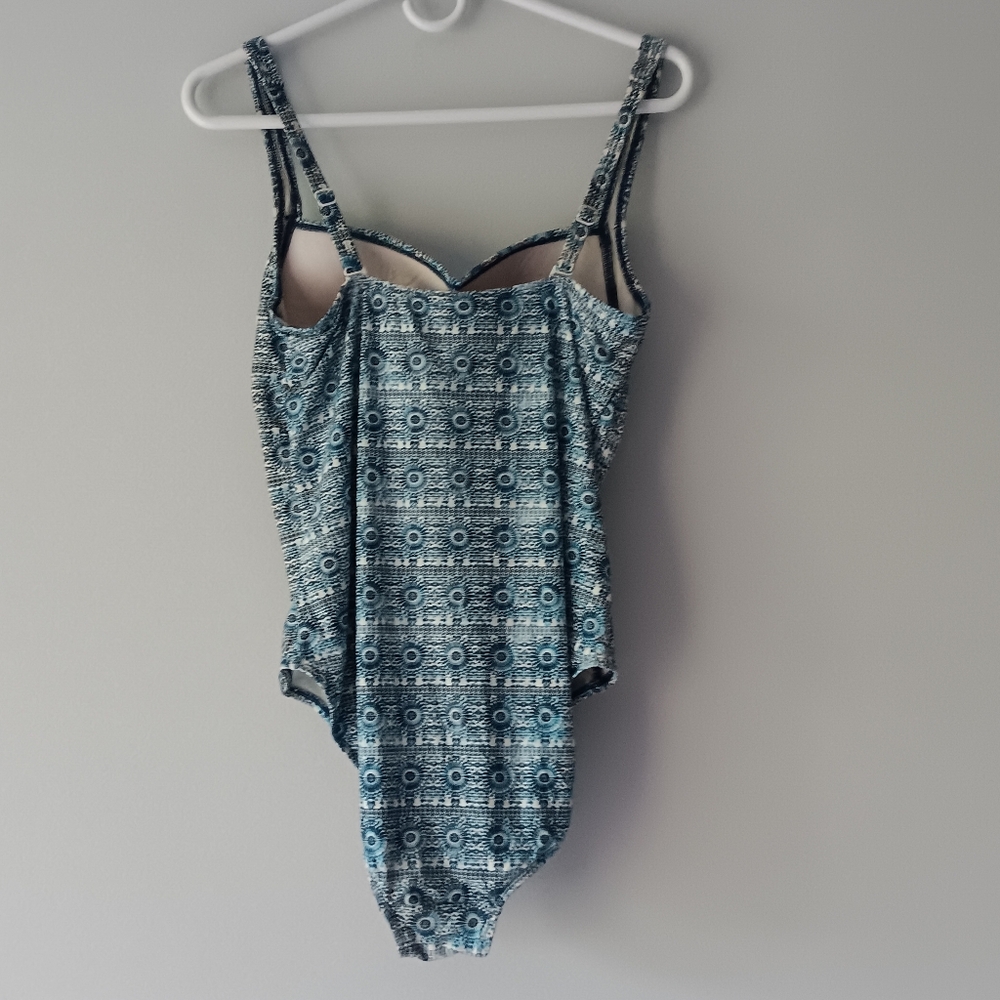 Niptuck One Piece Joanne Swimsuit Multi Fit Cups Side Panel Blue White Size 10 - Picture 10 of 11